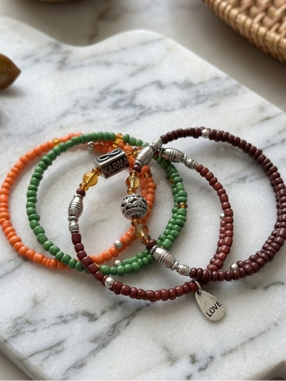 Karma Love Bohemian Beaded Wrap Bracelet Set - *NIP